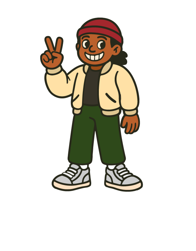 Mascotte Kilo Shop signe peace présente dans le footer